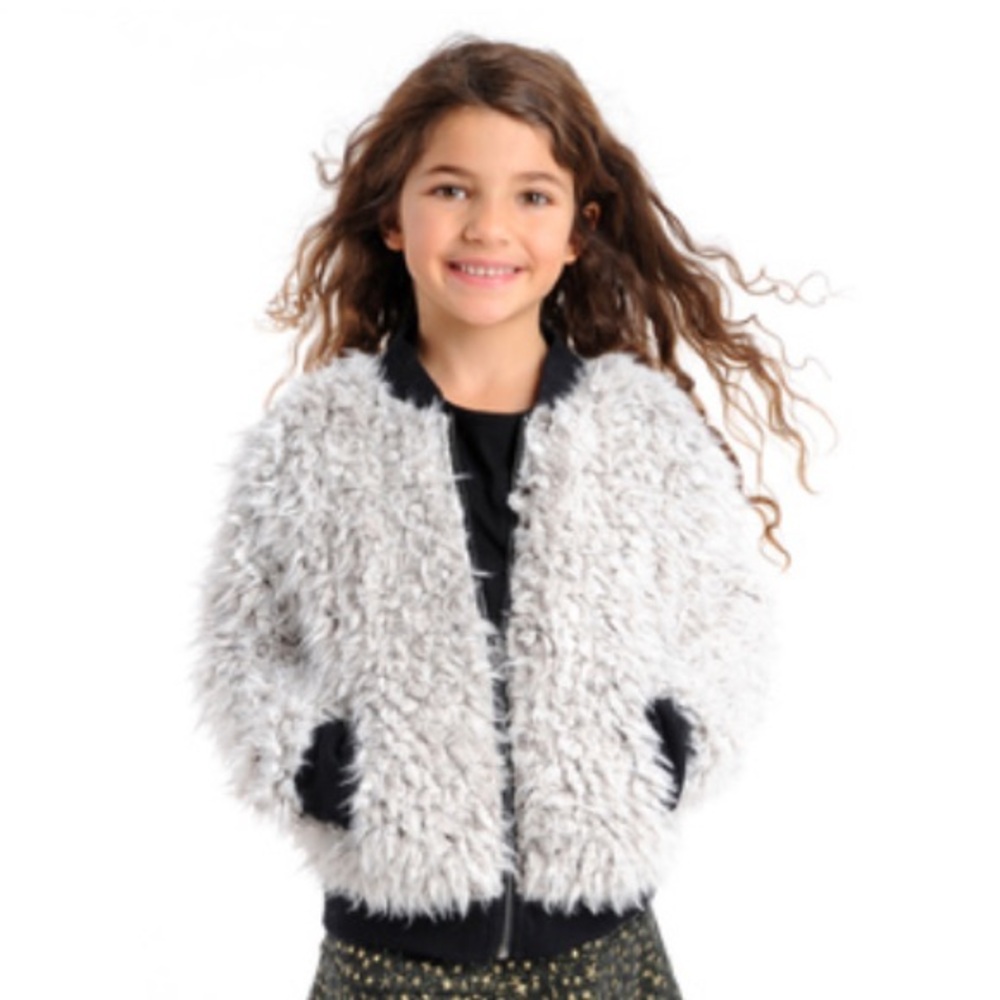 Appaman Girls sz 6 Black and White Faux Fur Jacket